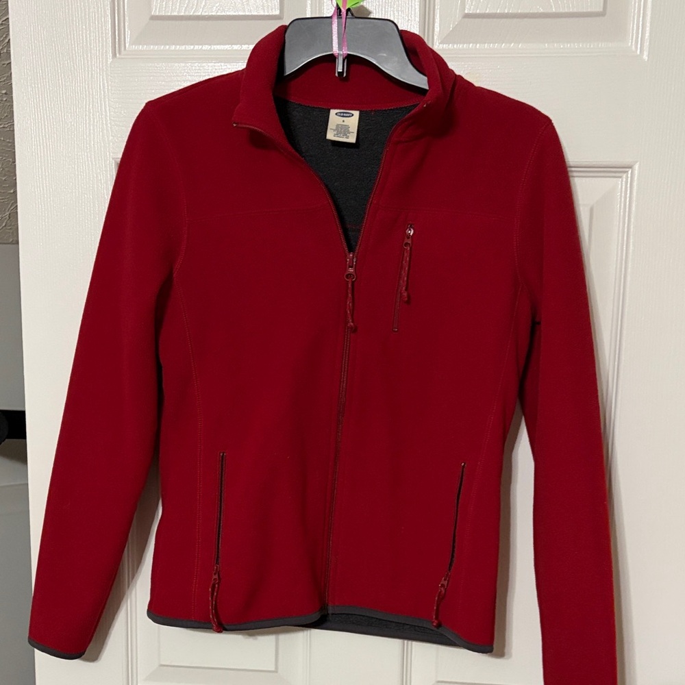 Old Navy Red and Gray Fleece Jacket